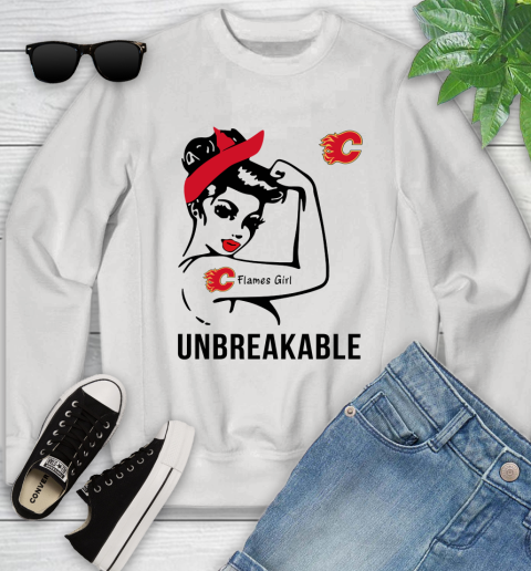 NHL Calgary Flames Girl Unbreakable Hockey Sports Youth Sweatshirt