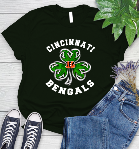 NFL Cincinnati Bengals Three Leaf Clover St Patrick's Day Football Sports Women's T-Shirt 6