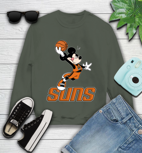 NBA Basketball Phoenix Suns Cheerful Mickey Mouse Shirt Youth Sweatshirt 9