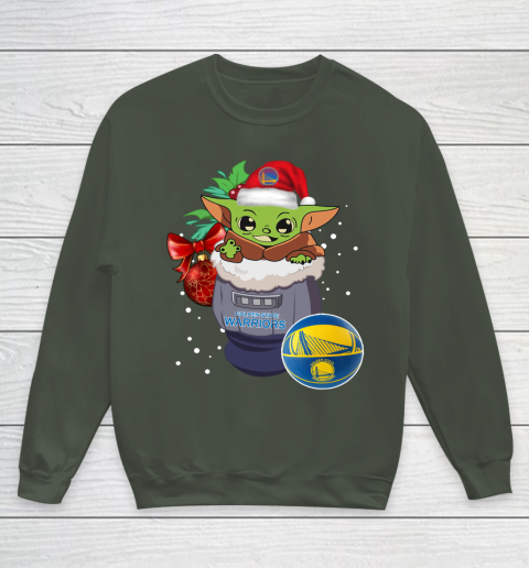 Golden State Warriors Christmas Baby Yoda Star Wars Funny Happy NBA Youth Sweatshirt 10
