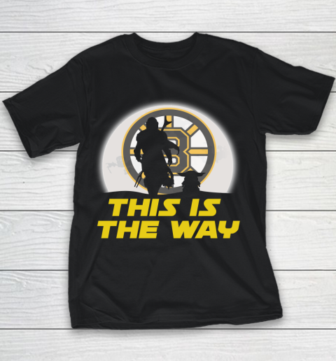 Boston Bruins NHL Ice Hockey Star Wars Yoda And Mandalorian This Is The Way Youth T-Shirt