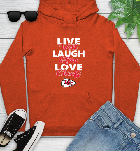 NFL Football Kansas City Chiefs Live Well Laugh Often Love Shirt Youth Hoodie 4