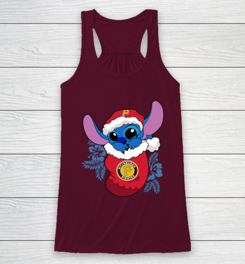 Pittsburgh Pirates Christmas Stitch In The Sock Funny Disney MLB Racerback Tank 3