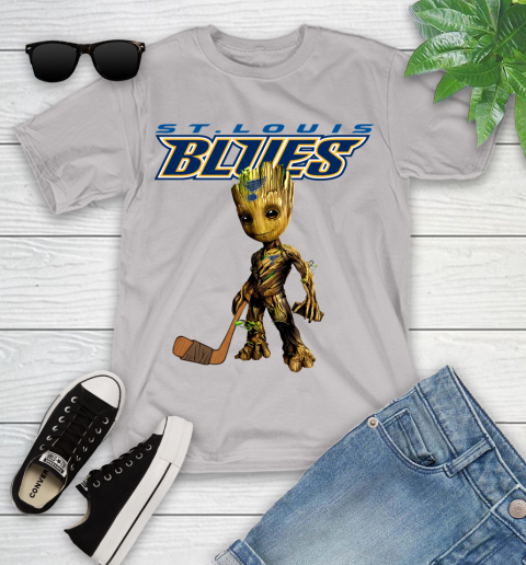 St.Louis Blues NHL Hockey Groot Marvel Guardians Of The Galaxy Youth T-Shirt 12