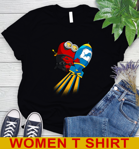 NFL Football Detroit Lions Deadpool Minion Marvel Shirt Women's T-Shirt