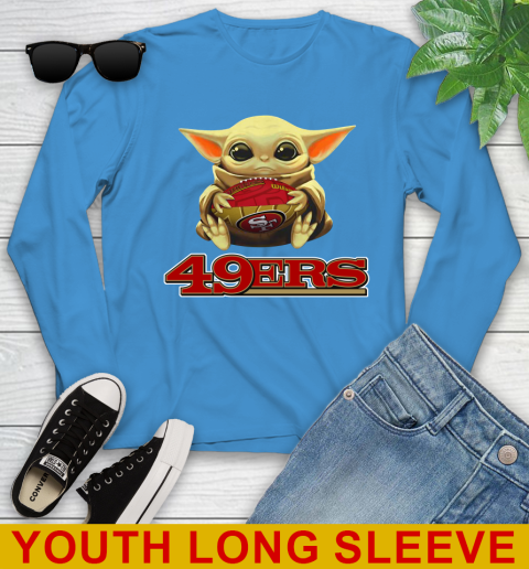 NFL Football San Francisco 49ers Baby Yoda Star Wars Shirt Youth Long Sleeve 8