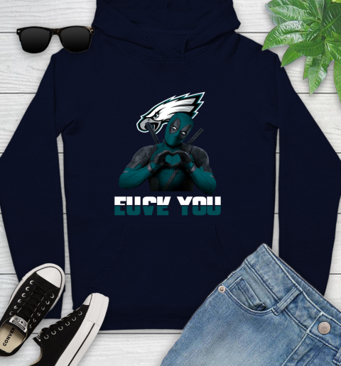 NHL Philadelphia Eagles Deadpool Love You Fuck You Football Sports Youth Hoodie 3