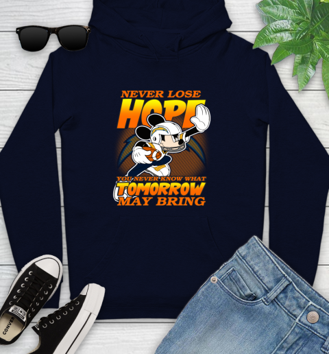 Los Angeles Chargers NFL Football Mickey Disney Never Lose Hope Youth Hoodie 3
