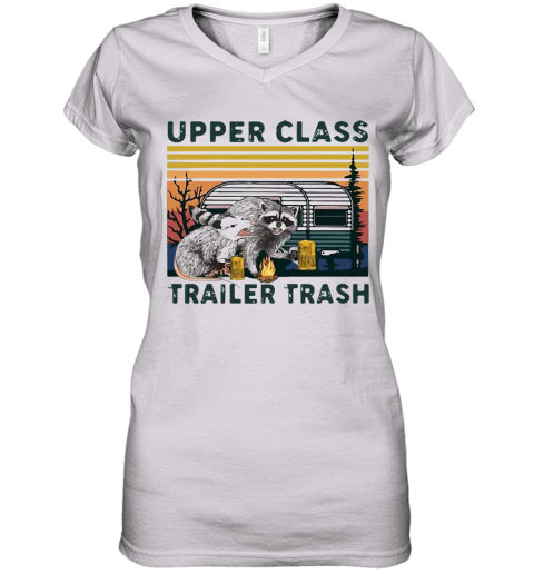 Vintage Raccoons And Opossums Upper Class Trailer Trash Women's V-Neck T-Shirt