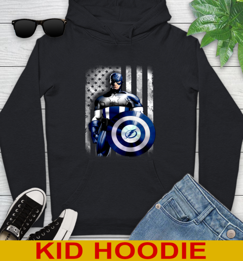 Tampa Bay Lightning NHL Hockey Captain America Marvel Avengers American Flag Shirt Youth Hoodie