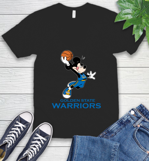 NBA Basketball Golden State Warriors Cheerful Mickey Mouse Shirt V-Neck T-Shirt