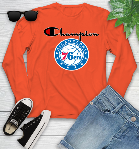 NBA Basketball Philadelphia 76ers Champion Shirt Youth Long Sleeve 2