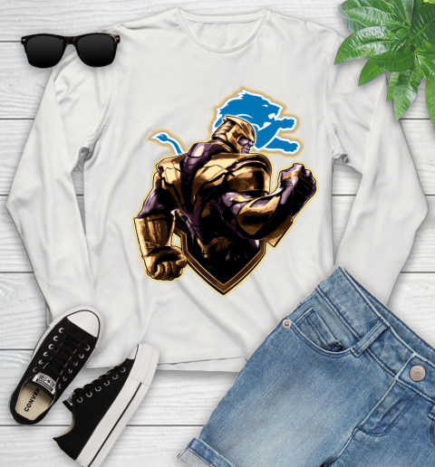 NFL Thanos Avengers Endgame Football Sports Detroit Lions Youth Long Sleeve 12