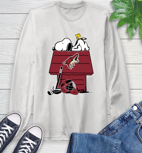 Arizona Coyotes NHL Hockey Snoopy Woodstock The Peanuts Movie Long Sleeve T-Shirt
