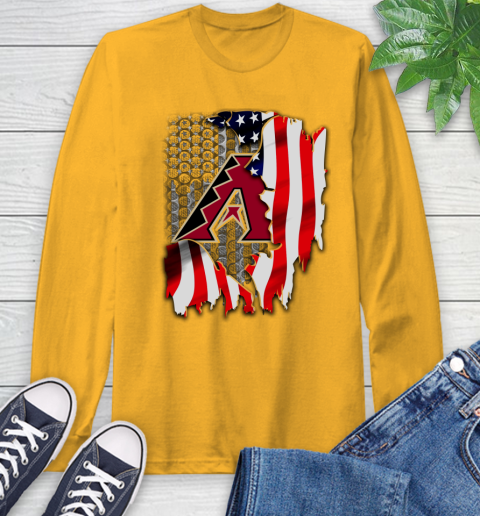 Arizona Diamondbacks MLB Baseball American Flag Long Sleeve T-Shirt 2