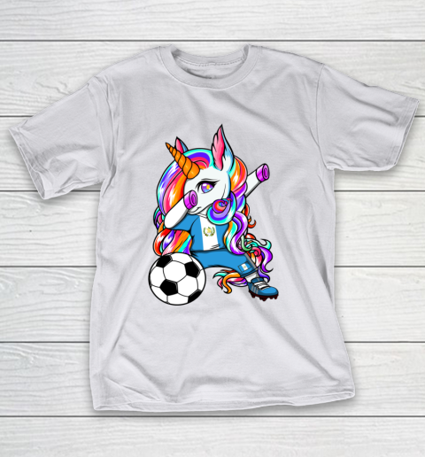 Dabbing Unicorn Guatemala Soccer Fans Jersey Flag Football T-Shirt 12