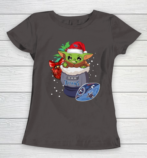 Tennessee Titans Christmas Baby Yoda Star Wars Funny Happy NFL Women's T-Shirt 8