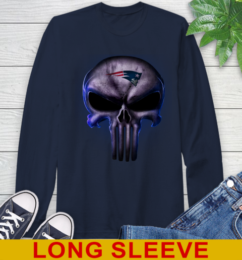 New England Patriots NFL Football Punisher Skull Sports Long Sleeve T-Shirt 3
