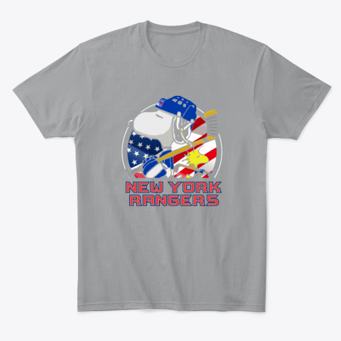 ye7l new york rangersnoopy and woodstock nhl classic t shirt 2 front sport grey