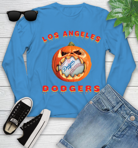 MLB Los Angeles Dodgers Halloween Pumpkin Baseball Sports Youth Long Sleeve 7