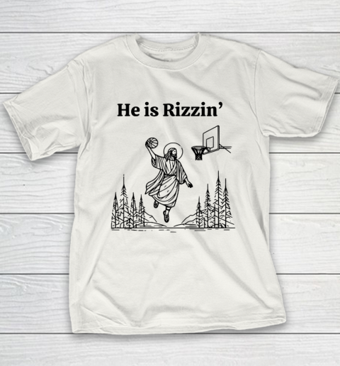 He Is Risen Shirt Funny Easter Jesus Playing Basketball Youth T-Shirt