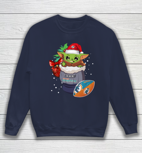 Miami Dolphins Christmas Baby Yoda Star Wars Funny Happy NFL Sweatshirt 3