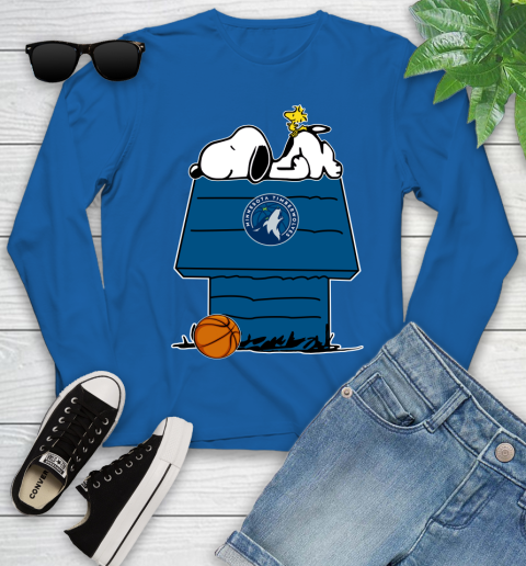 Minnesota Timberwolves NBA Basketball Snoopy Woodstock The Peanuts Movie Youth Long Sleeve 9