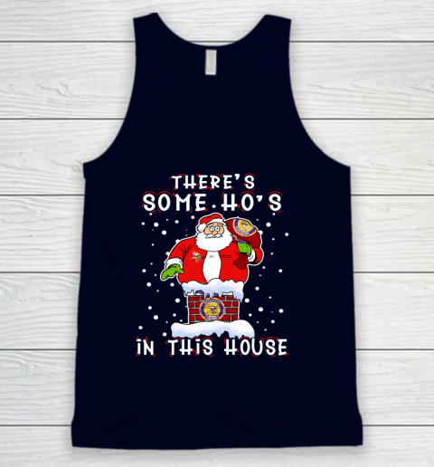 Minnesota Vikings Christmas There Is Some Hos In This House Santa Stuck In The Chimney NFL Tank Top 2