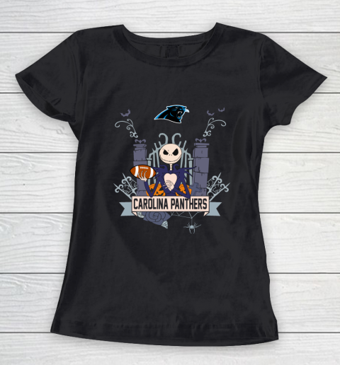 NFL Carolina Panthers Football Jack Skellington Halloween Women's T-Shirt