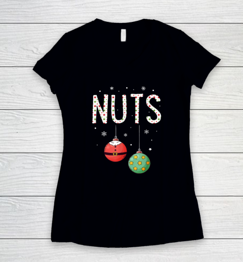 Chest Nuts Matching Christmas Funny Couples Women's V-Neck T-Shirt