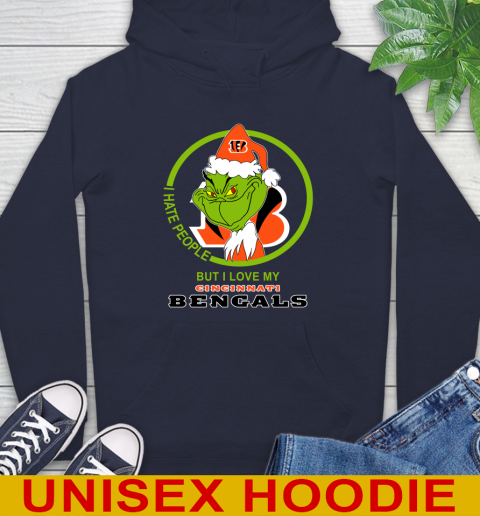 Cincinnati Bengals NFL Christmas Grinch I Hate People But I Love My Favorite Football Team Hoodie 4