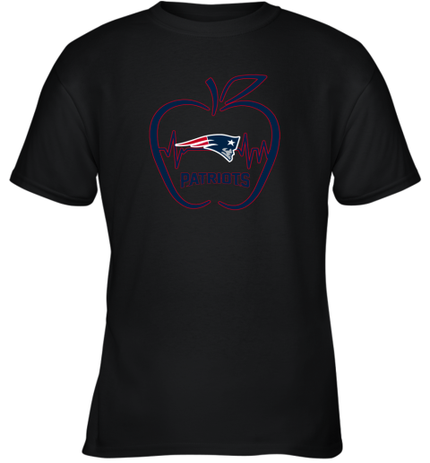Apple Heartbeat Teacher Symbol New England Patriots Youth T-Shirt