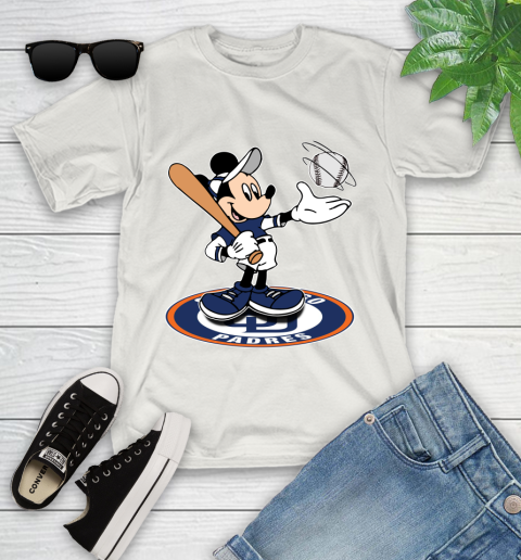 MLB Baseball San Diego Padres Cheerful Mickey Disney Shirt Youth T-Shirt 12