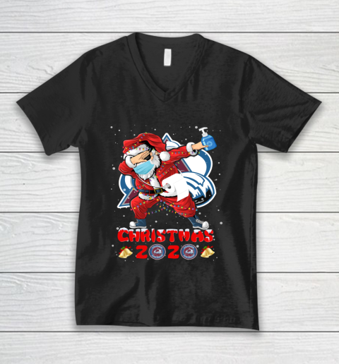 Colorado Avalanche Funny Santa Claus Dabbing Christmas 2020 NHL V-Neck T-Shirt