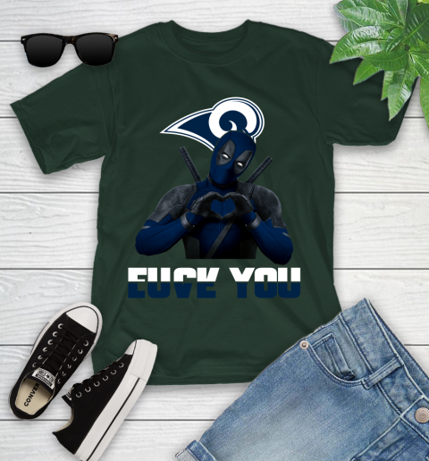 NHL Los Angeles Rams Deadpool Love You Fuck You Football Sports Youth T-Shirt 5