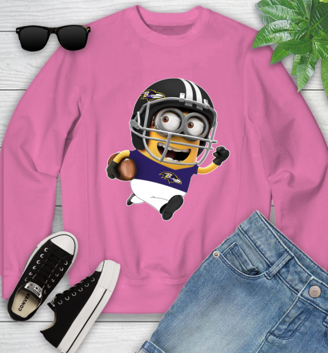 NFL Baltimore Ravens Minions Disney Football Sports Youth Sweatshirt 7