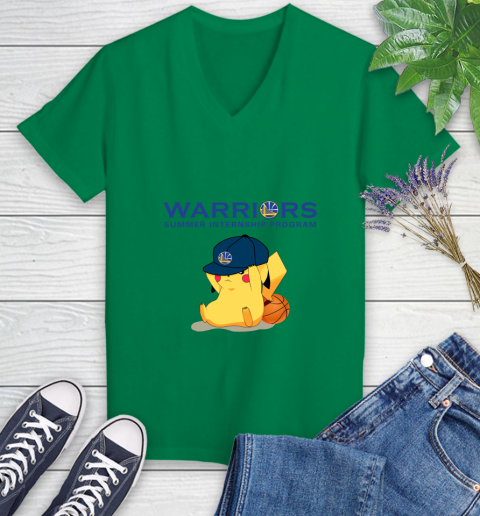 NBA Pikachu Basketball Sports Golden State Warriors Women's V-Neck T-Shirt 5