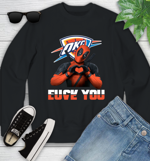NBA Oklahoma City Thunder Deadpool Love You Fuck You Basketball Sports Youth Sweatshirt