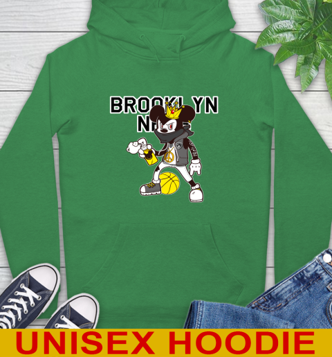 Brooklyn Nets NBA Basketball Mickey Peace Sign Sports Hoodie 8