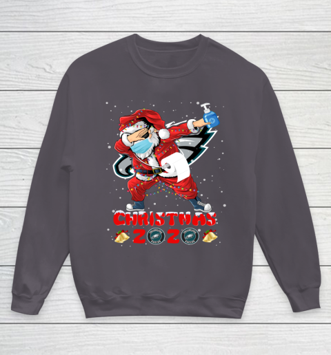 Philadelphia Eagles Funny Santa Claus Dabbing Christmas 2020 NFL Youth Sweatshirt 5