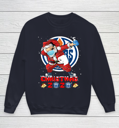 Edmonton Oilers Funny Santa Claus Dabbing Christmas 2020 NHL Youth Sweatshirt 2
