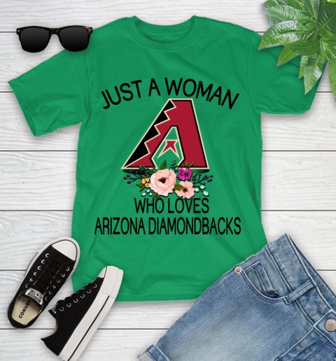 MLB Just A Woman Who Loves Arizona Diamondbacks Baseball Sports Youth T-Shirt 3