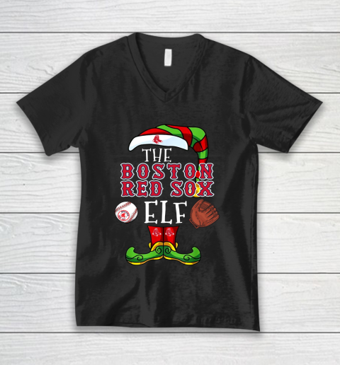 Boston Red Sox Christmas ELF Funny MLB V-Neck T-Shirt
