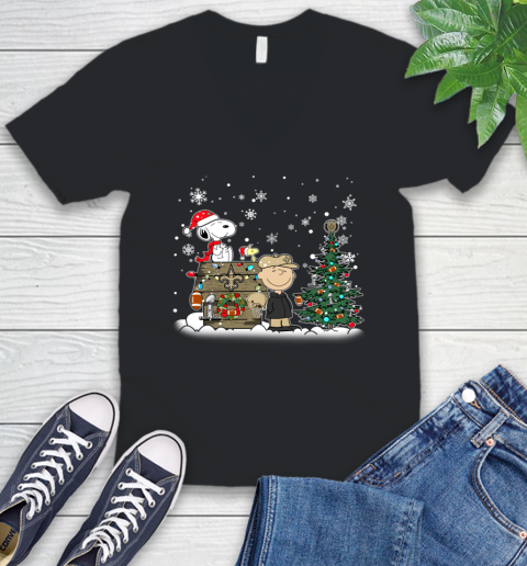 NFL New Orleans Saints Snoopy Charlie Brown Christmas Football Super Bowl Sports V-Neck T-Shirt