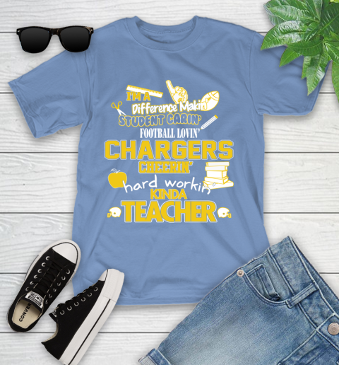 Los Angeles Chargers NFL I'm A Difference Making Student Caring Football Loving Kinda Teacher Youth T-Shirt 15