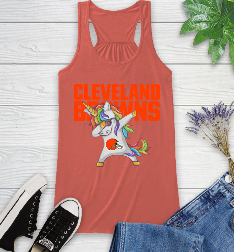 Cleveland Browns NFL Football Funny Unicorn Dabbing Sports Racerback Tank 4
