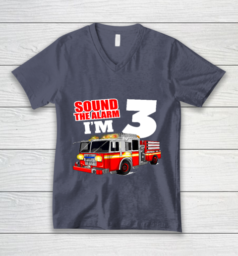 Kids Fire Truck 3rd Birthday T Shirt Boy Firefighter 3 Years Old V-Neck T-Shirt 7