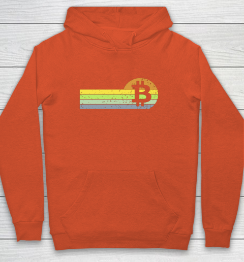 Bitcoin BTC Vintage Sunset Crypto Cryptocurrency Blockchain Hoodie 3