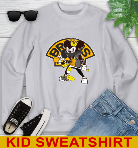 Boston Bruins NHL Hockey Mickey Peace Sign Sports Youth Sweatshirt 4