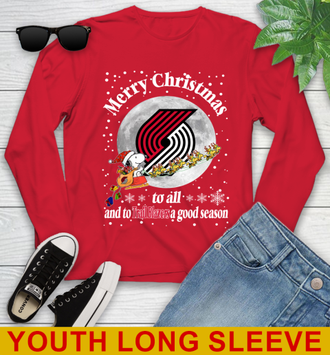 Portland Trail Blazers Merry Christmas To All And To Trail Blazers A Good Season NBA Basketball Sports Youth Long Sleeve 11